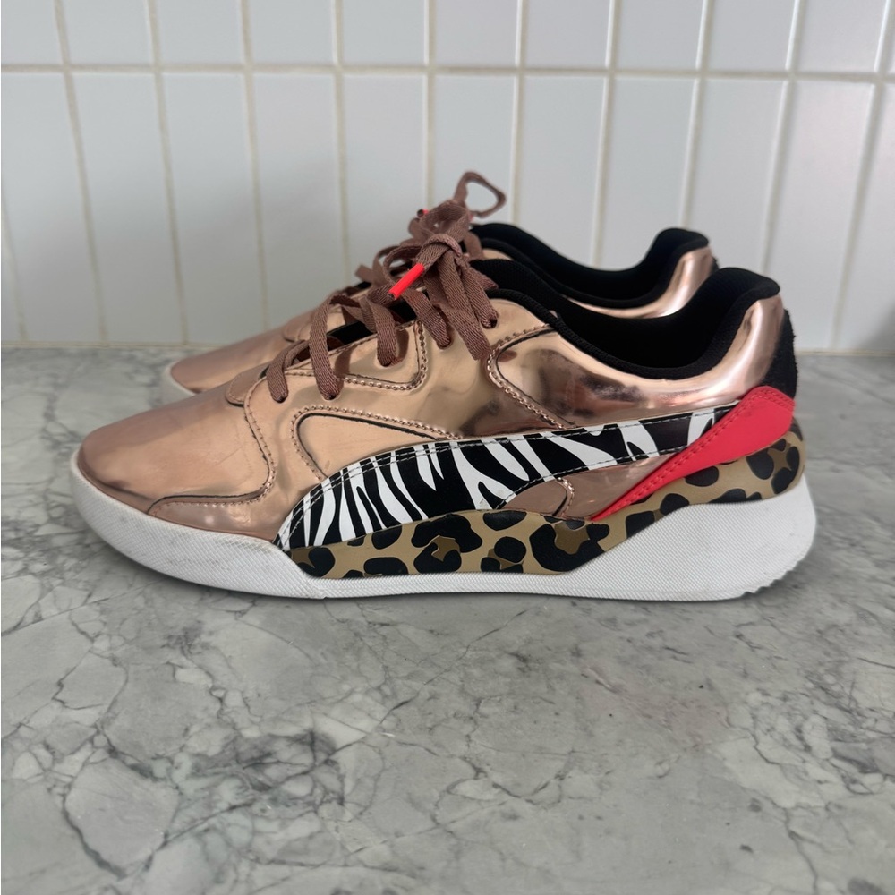 Puma Women's Sneakers in Rose Gold and Animal Print Sophia Webster Collab